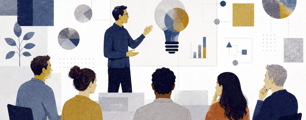 Illustration d’une intervention de formation en groupe, avec présentation de concepts, données et outils issus de la psychologie scientifique